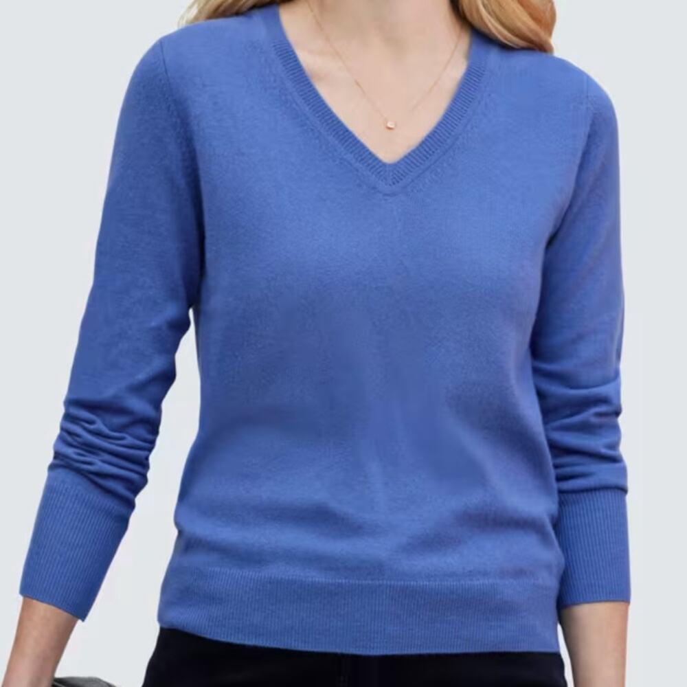 John Lewis Cashmere V Neck Sweater Long Sleeve Jumper Mineral Blue Women’s XL/20